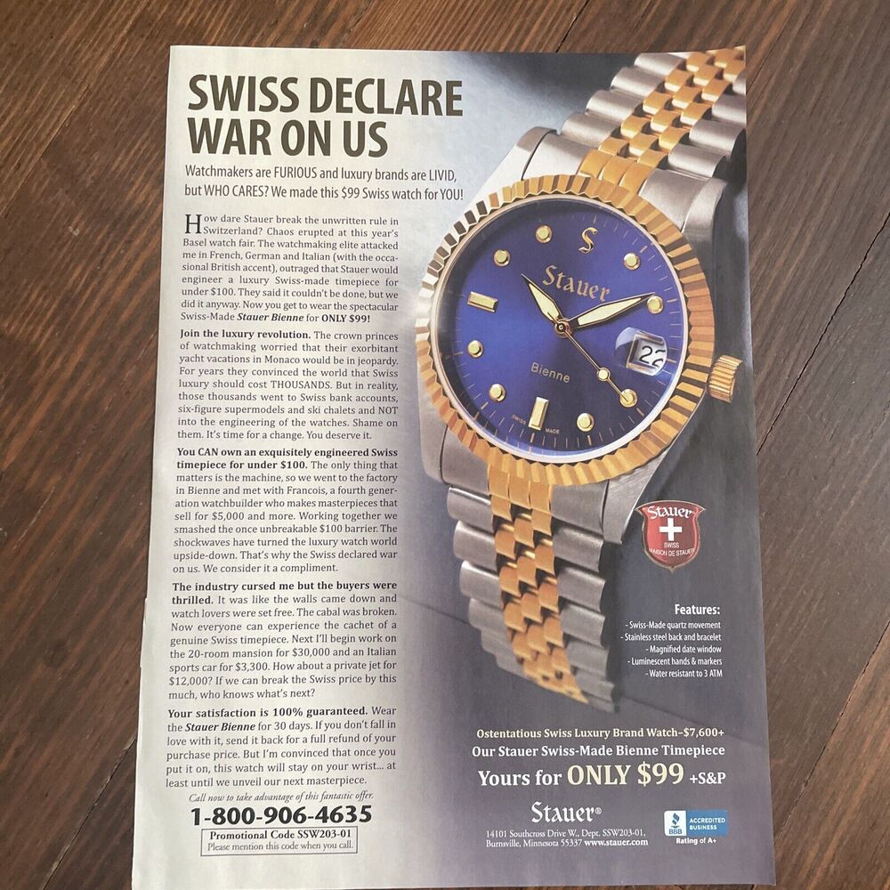 2013 Stauer Watch Magazine Print Ad Promo Ephemera Pop Art